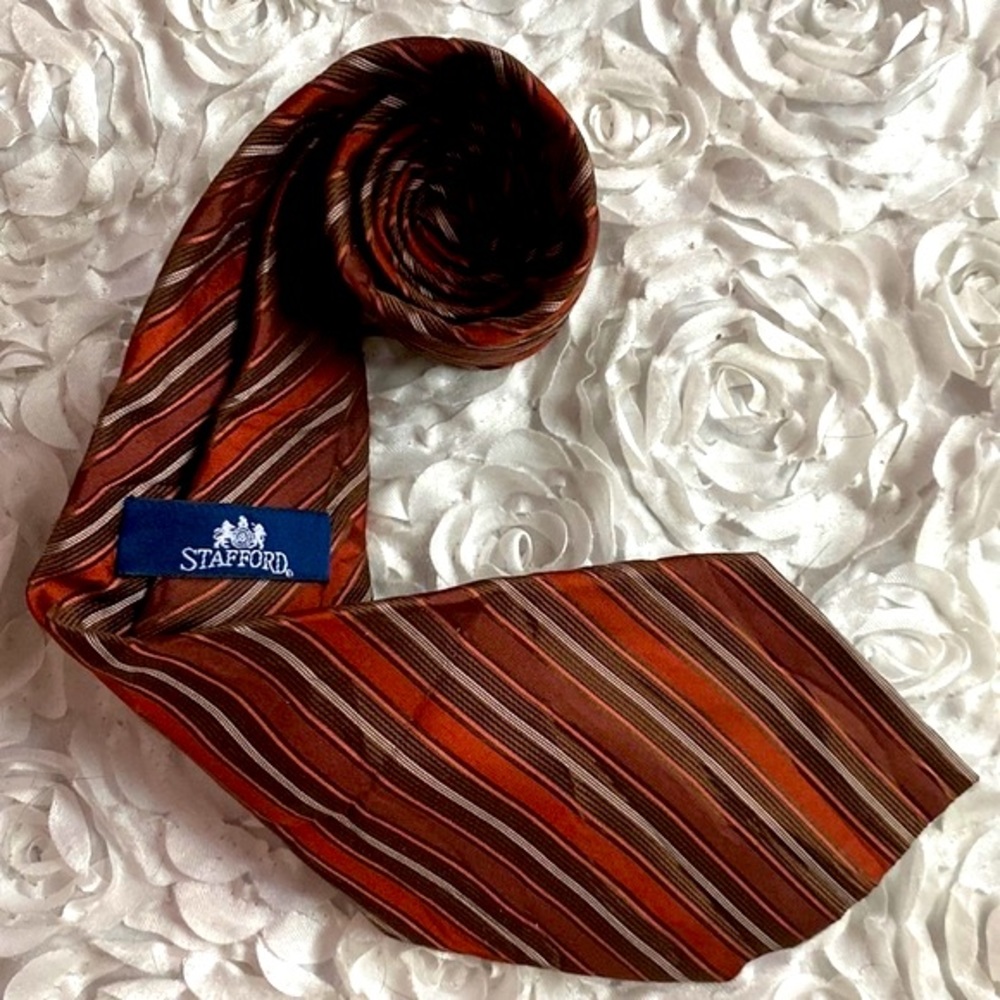 New Stafford Earth Tones silk striped tie